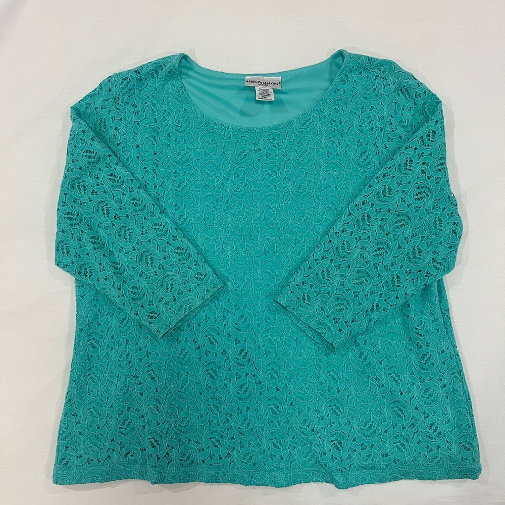 Rebecca Malone - Green Lace Blouse PXL - Picture 3 of 7